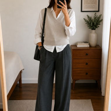 Gilet en maille beige à encolure en V raccourci