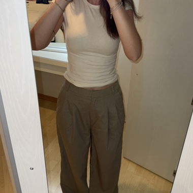Pantaloni H&M marrone/beige a pieghe