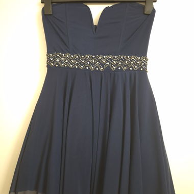 Blue strapless dress