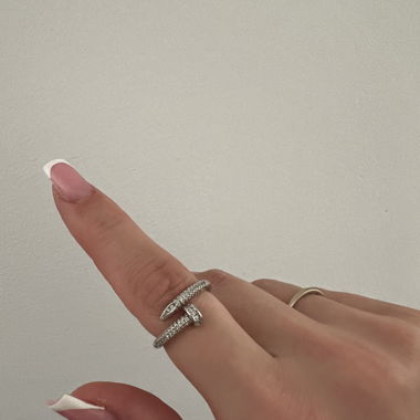 Ring Grössenverstellbar schraubenoptik m. Zirkonia