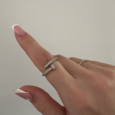 Ring Grössenverstellbar schraubenoptik m. Zirkonia