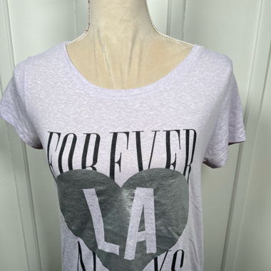 T-shirt violet imprimé FOREVER LA ALWAYS