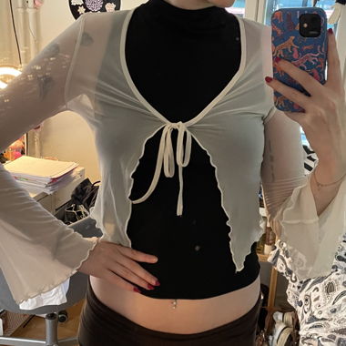 Top bolero trasparente con allacciatura davanti