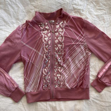 Y2K Pink Pailletten Zip-Up Trainingsjacke von BEST