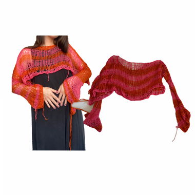 Netz-Pullover in Pink-Orange