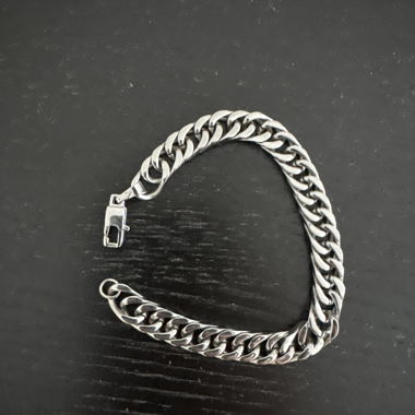 Bracciale a maglie argentato / bracciale Cuban link