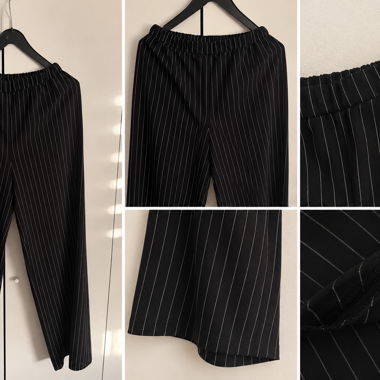 Pantalons à Rayures Fines Noires
