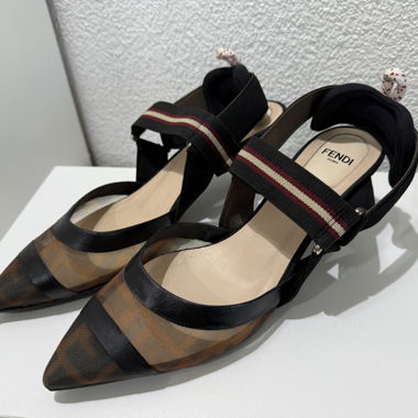 Fendi Slingback Pumps Kitten Heels 37