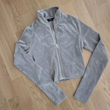 Haut zippé Zip CropTop Bershka gris/beige