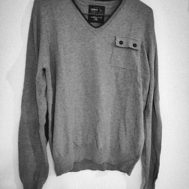 Maglione grigio scollo a V Devred taglia M con toppe ai gomiti