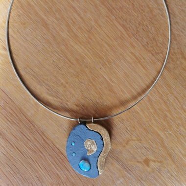 Necklace with Ammonite-Slate Pendant by V/\Y