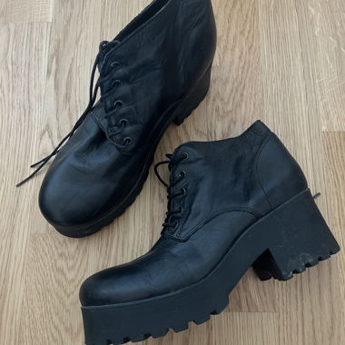 Black Lace-Up Ankle Boots