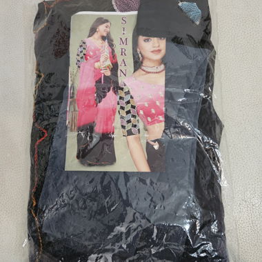 Sari elegante nero e multicolore