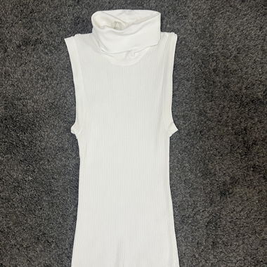 Top dolcevita senza maniche bianco taglia M