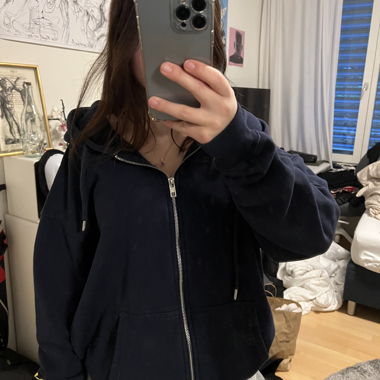 Felpa con zip blu scuro