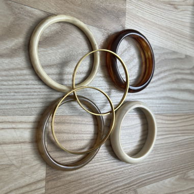 Brown white boho bangles