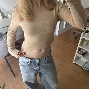 Beiges Ribbed Longsleeve Top XS
