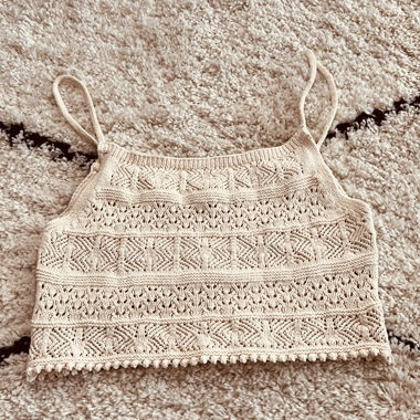 Crop top crochet beige