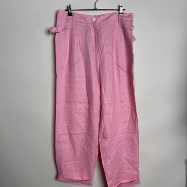 Pantaloni in lino rosa