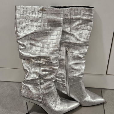 Silver High Heel Boots