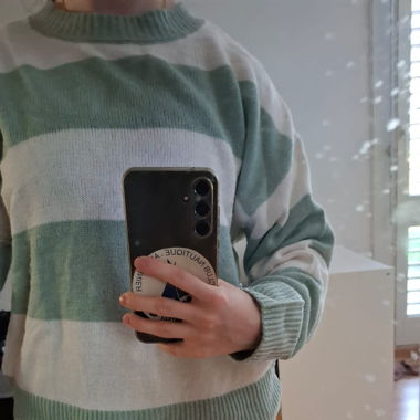 H&M Divided Pullover grün/weiss