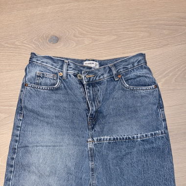 Straight- leg blue denim jeans