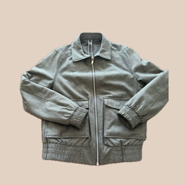 Giacca grigia con colletto in shearling
