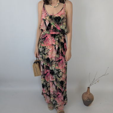 Abito lungo maxi in viscosa floreale L