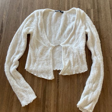 White Fluffy Cardigan XS