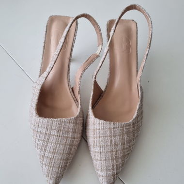 Beige Slingback Pumps