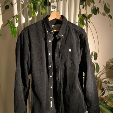 Camicia Carhartt nera in velluto a coste