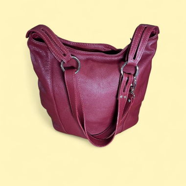 sac en cuir bordeaux – bandoulière réglable