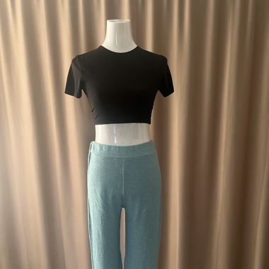 Blue fabric trousers