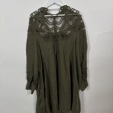 Olive lace yoke dress