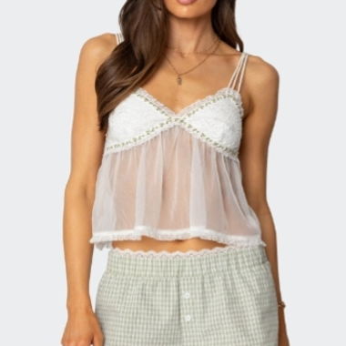 Top/Cami in pizzo bianco 