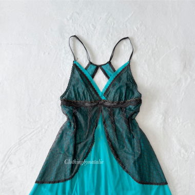Solb Black Teal Mesh Babydoll (S/M)