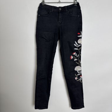 Black embroidered jeans