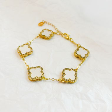 Bracelet chaîne trèfle zircon plaqué or 18k