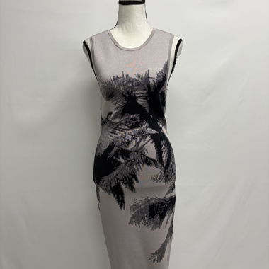 Bodycon Kleid 34 flieder blau Palmen eng