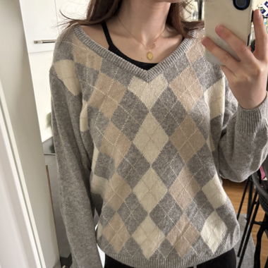 Pull en maille à motif losange Brandy Melville