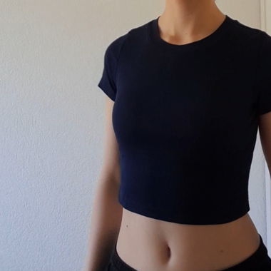 tshirt navy blau cropped