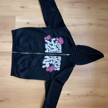 Black graphic zip-up hoodie