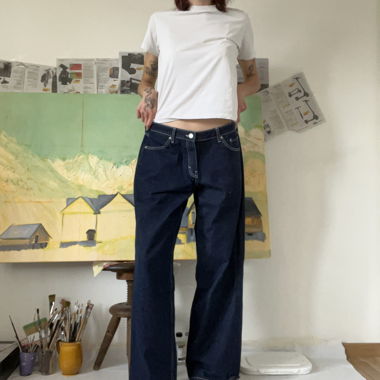 Baggy dark blue jeans