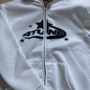 Sweat à capuche zippé blanc 4TUNE