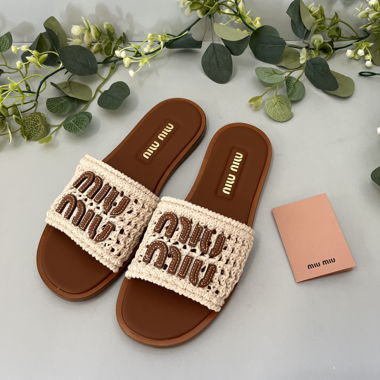 Miu Miu Schuhe Sandalen Slides Beige 38 EU neu