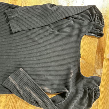 Black Ribbed Long-Sleeve Shirt