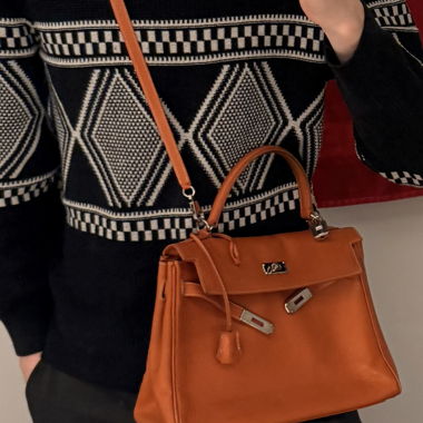 Kelly-Style Orange Leather Handbag