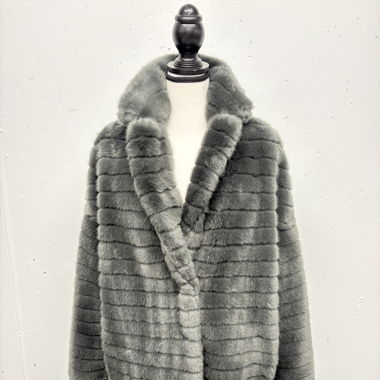 Mood Kunstfell Mantel Gr. 34 grau
