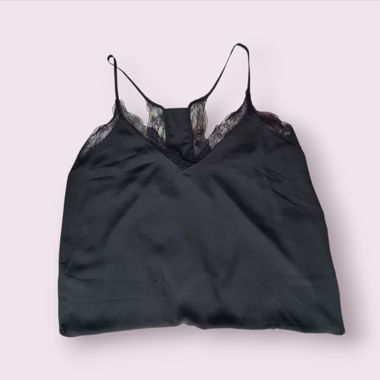 Débardeur Noir avec Dentelle - Mango - Taille L