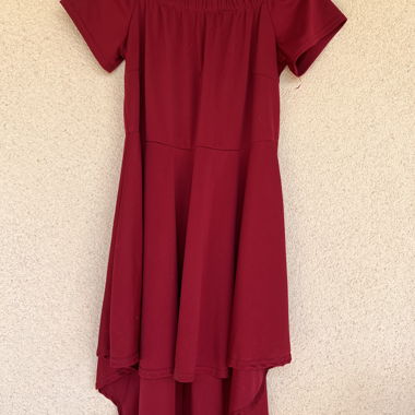 Burgundy Red Dress with Bare Shoulders